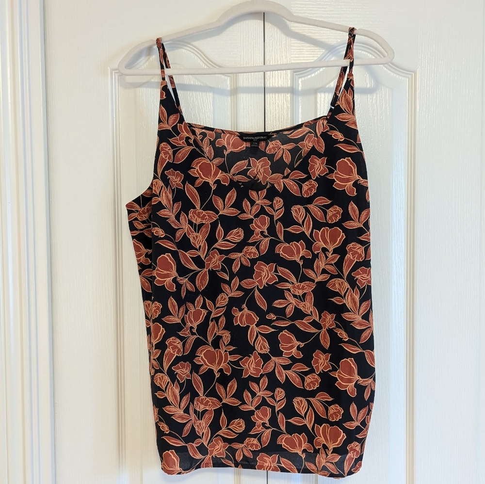 Banana Republic Orange/Navy Floral Adjustable Strap Tank | NWOT | Sz XXL